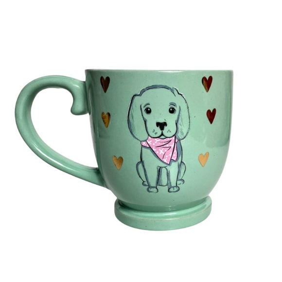 Belle Maison Dog Lover’s Coffee Mug, Mint Green With Gold Hearts - Picture 10 of 12